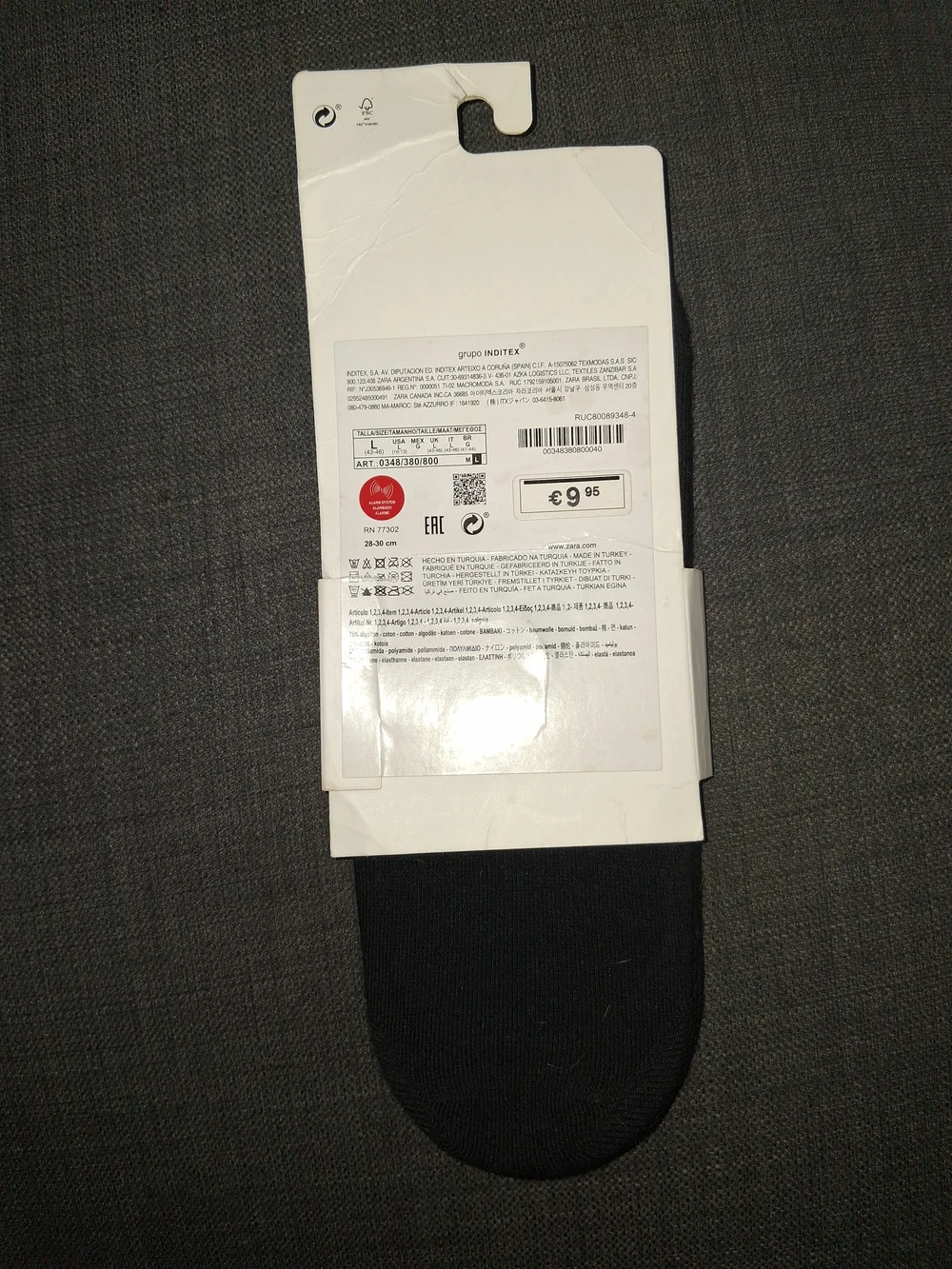 ZARA Black No Show Liner Socks 4 Pack Size L 43-46 NWT (NOTE ONLY 3 IN PACK)